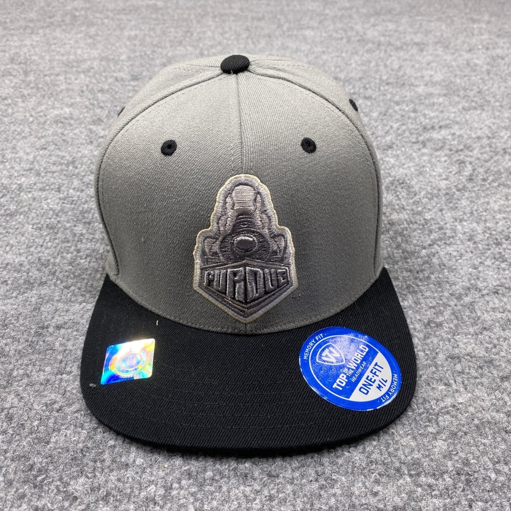 Purdue Hat Mens Large‎ Grey Black Boilermakers Memory Fit Top of the World Cap